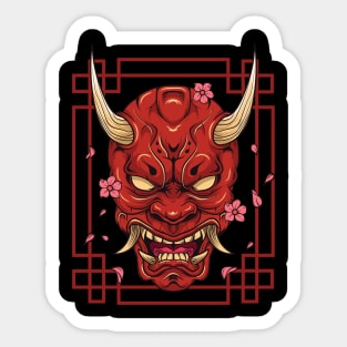 Japanese Art Oni Mask Demon Harajuku Devil T-Shirt Sticker